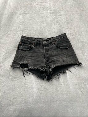 Levi's Black Distressed Jean Shorts